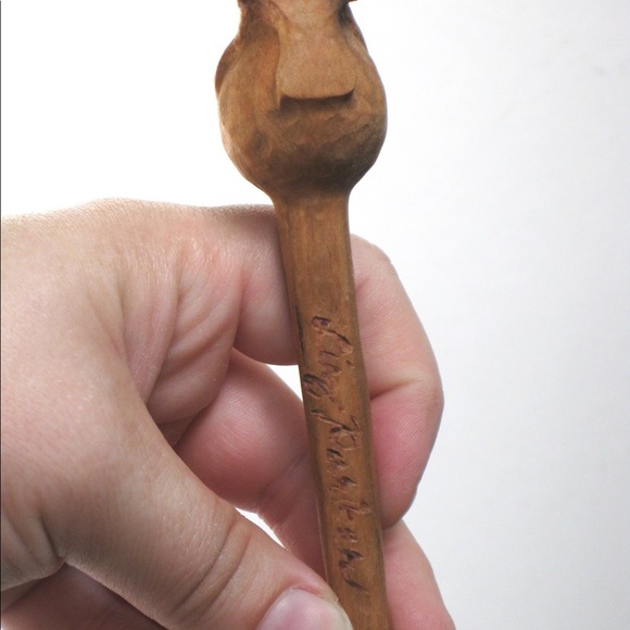 Hand carved wood bird hair thing stick handmade - Picture 6 of 7